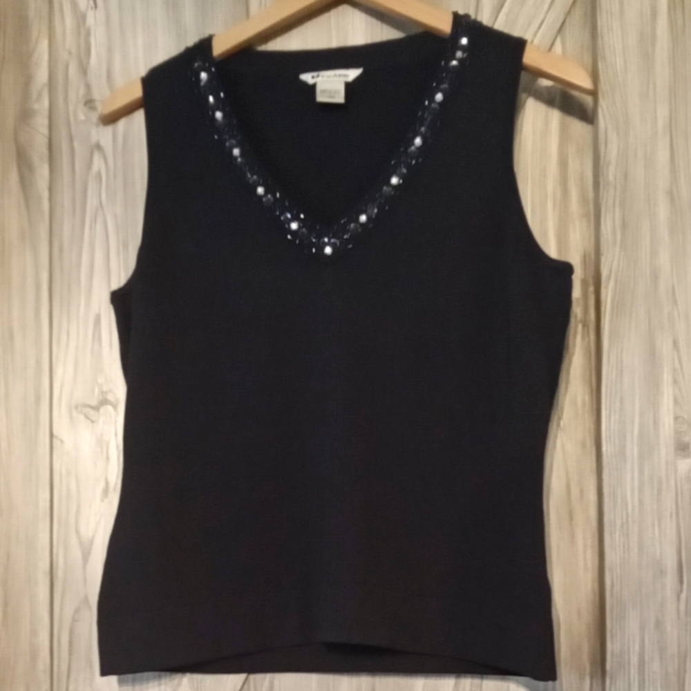 Nygard Collection Navy Sleeveless Top M